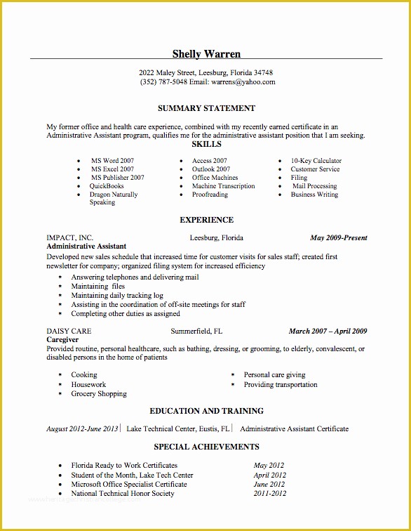 Free Administrative assistant Resume Templates Of Administrative assistant Resume Sample Lake Tech S