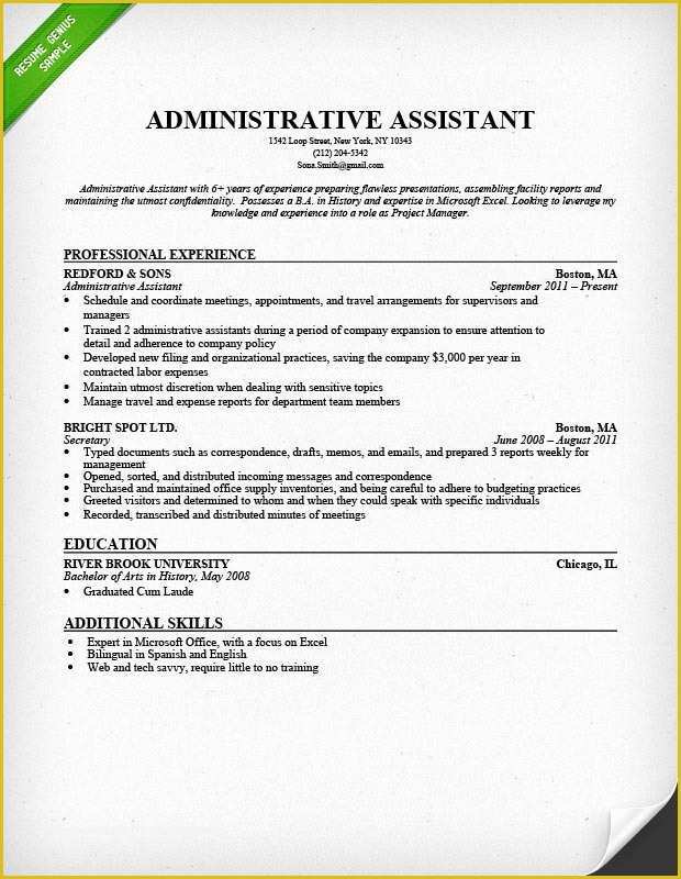 Free Administrative assistant Resume Templates Of Administrative assistant Resume Sample