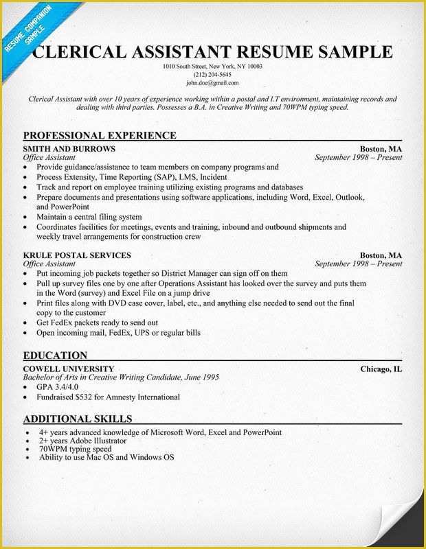 Free Administrative assistant Resume Templates Of Clerical assistant Resume Example Resume Panion