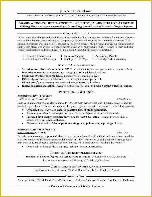 Free Administrative assistant Resume Templates Of Great Administrative assistant Resumes