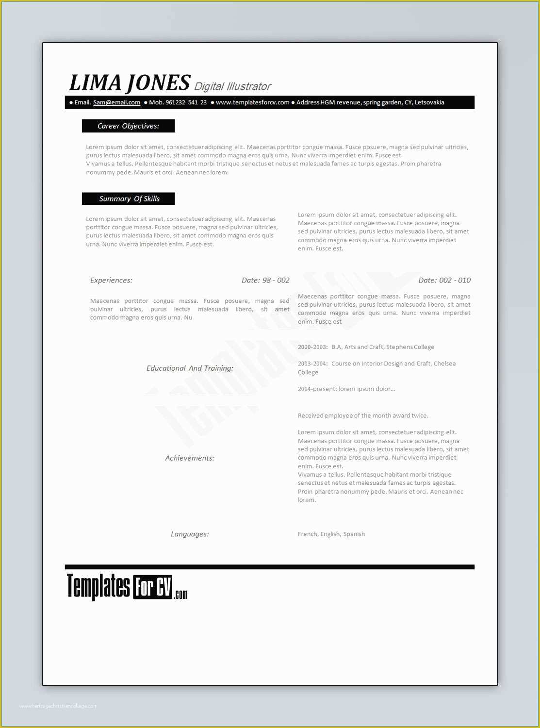 Free Adobe Illustrator Templates Of Resume Template Adobe Illustrator Resume Template Free