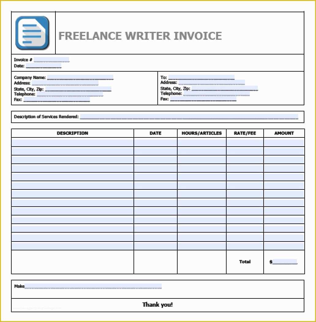 Free Adobe Pdf Templates Of Free Freelance Writer Invoice Template Excel