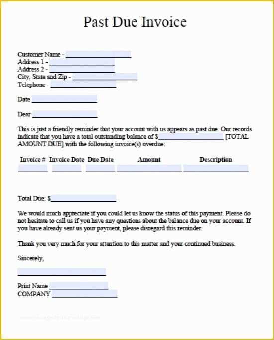 Free Adobe Pdf Templates Of Free Past Due Invoice Template Including Letter