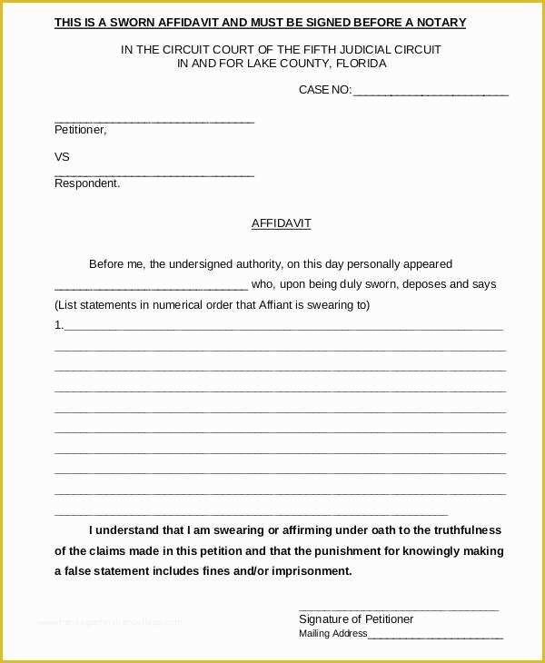 Free Affidavit Template Of 33 Free Affidavit forms