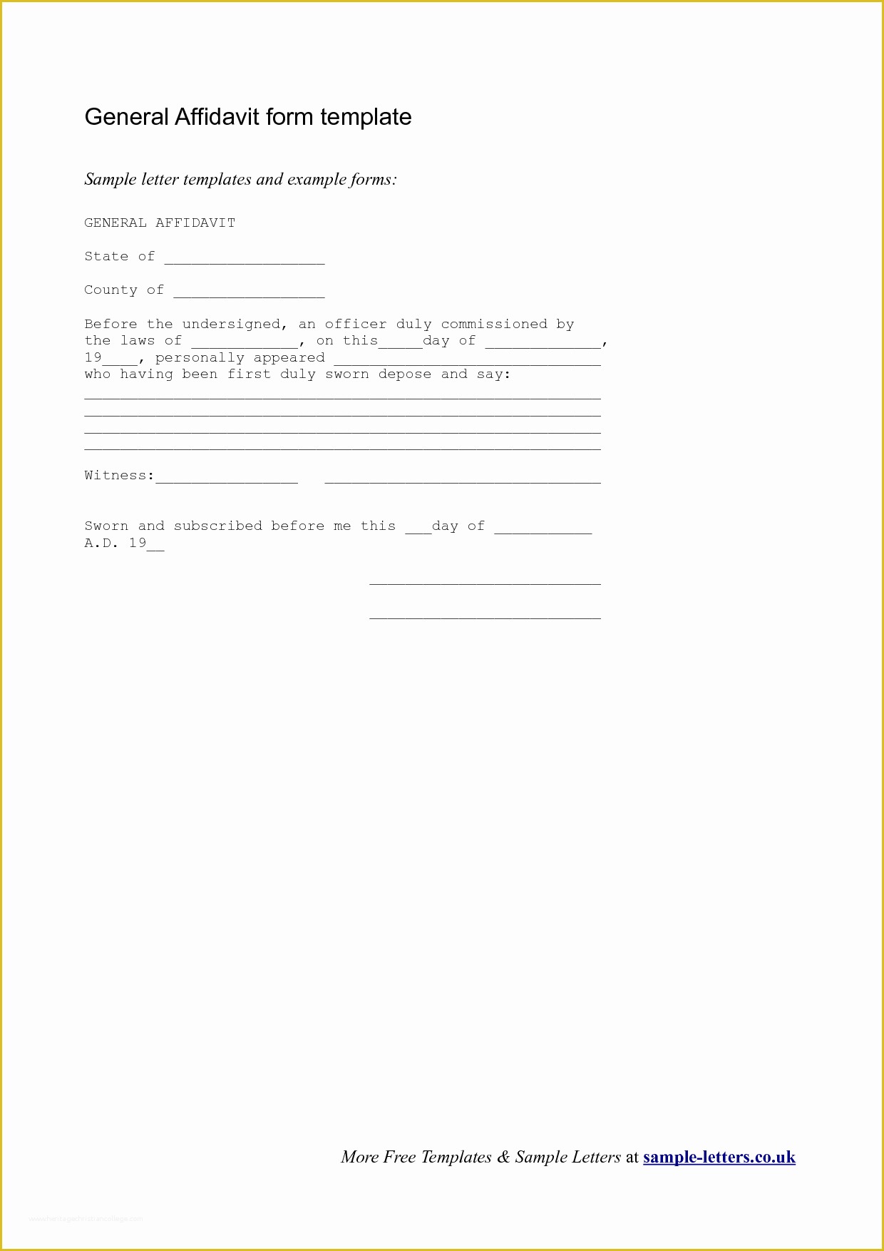 Free Affidavit Template Of 33 Printable Affidavit form Template Examples Thogati