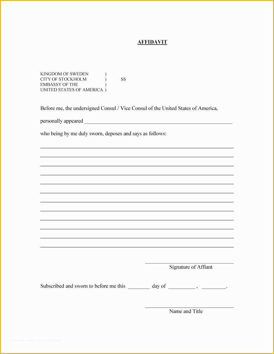 Free Affidavit Template Of 48 Sample Affidavit forms & Templates Affidavit Of