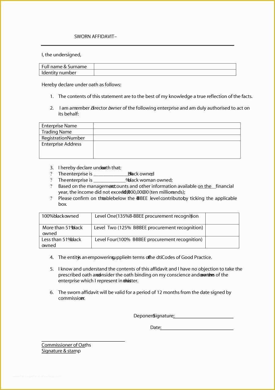 Free Affidavit Template Of 48 Sample Affidavit forms & Templates Affidavit Of