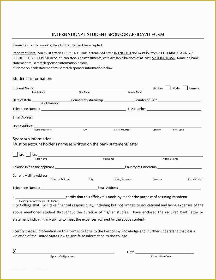 Free Affidavit Template Of 48 Sample Affidavit forms & Templates Affidavit Of