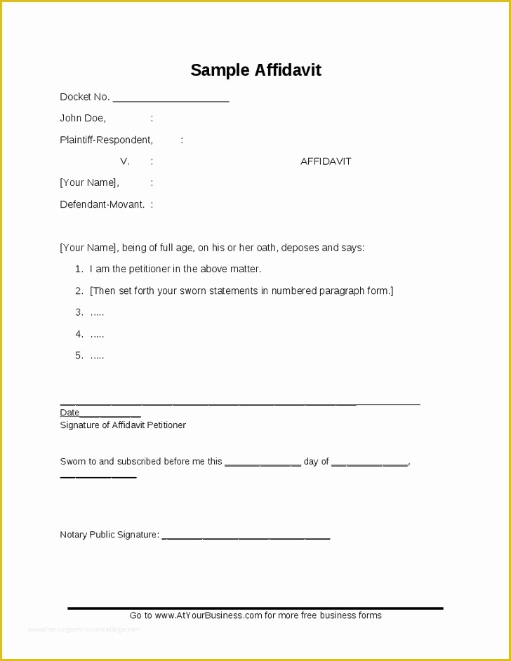 Free Affidavit Template Of 5 Free Affidavit Templates In Word Word Excel Pdf