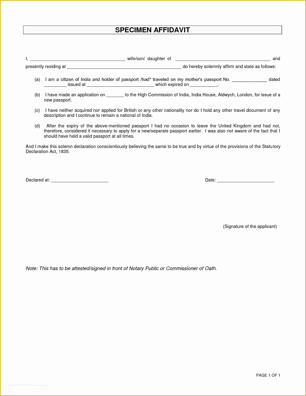 Free Affidavit Template Of Affidavit form Free Example Mughals