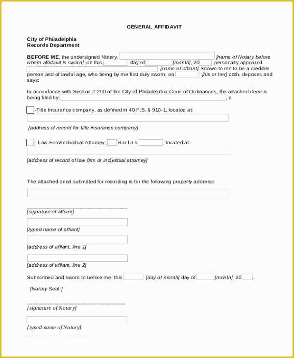 Free Affidavit Template Of Affidavit form Template