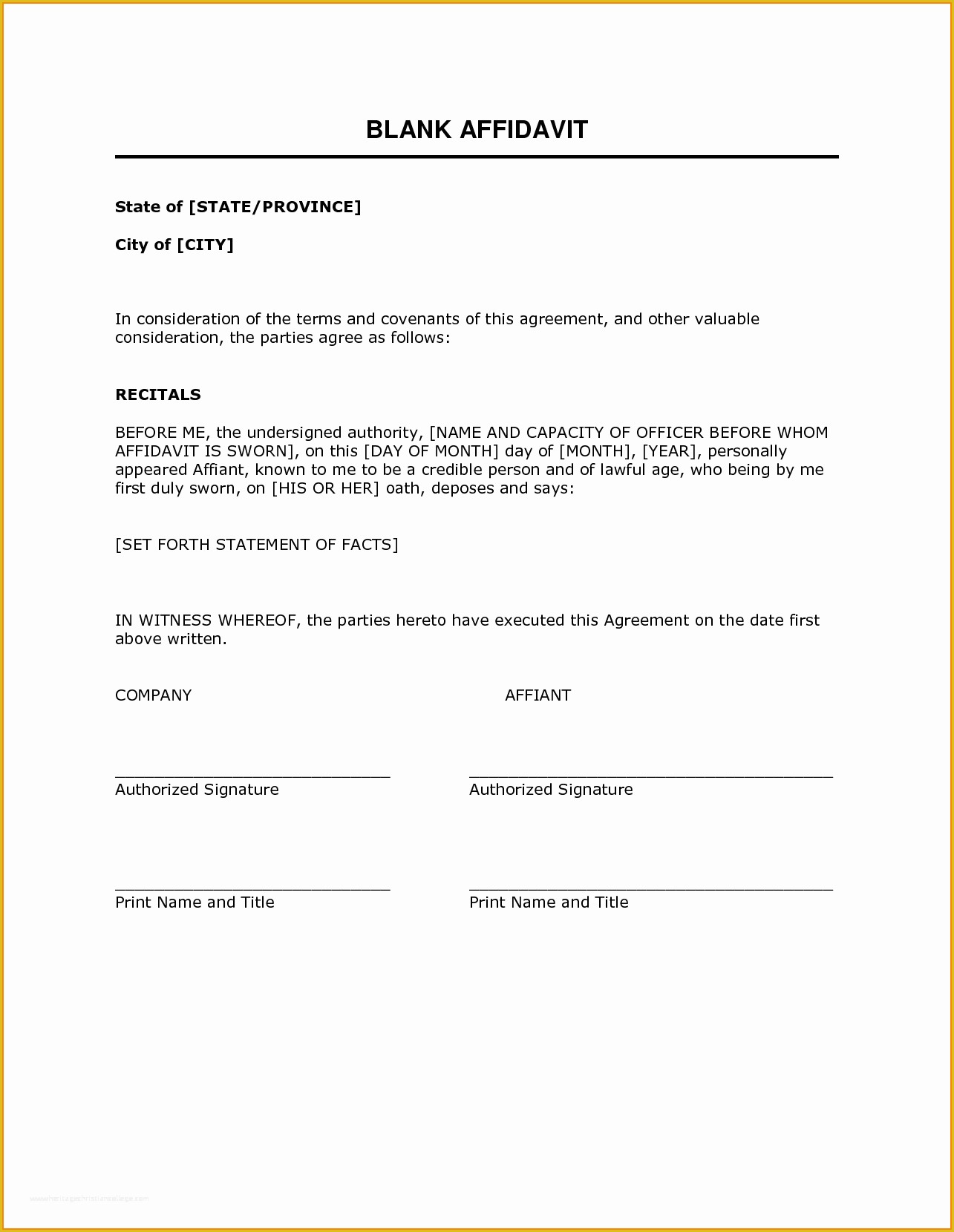 Free Affidavit Template Of Affidavit forms Bamboodownunder