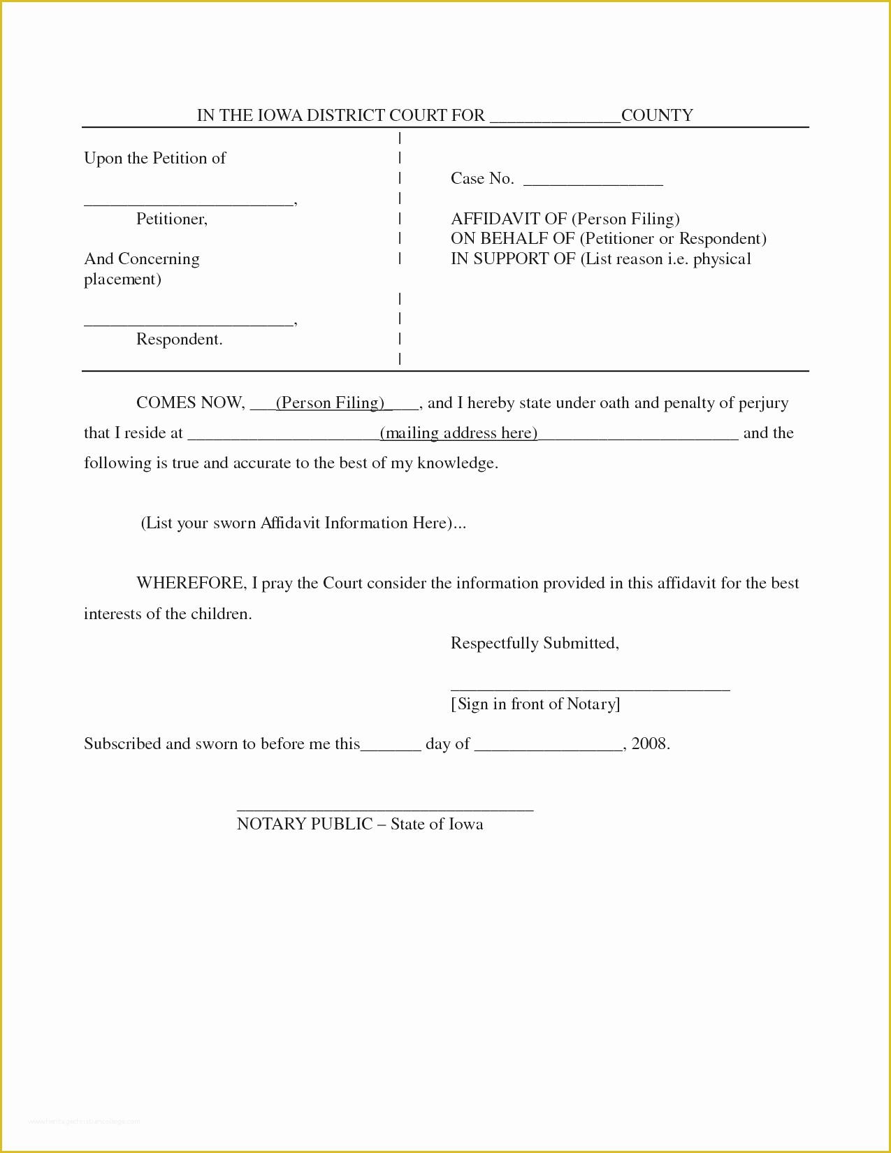 Free Affidavit Template Of Best S Blank Sworn Affidavit form Free Printable