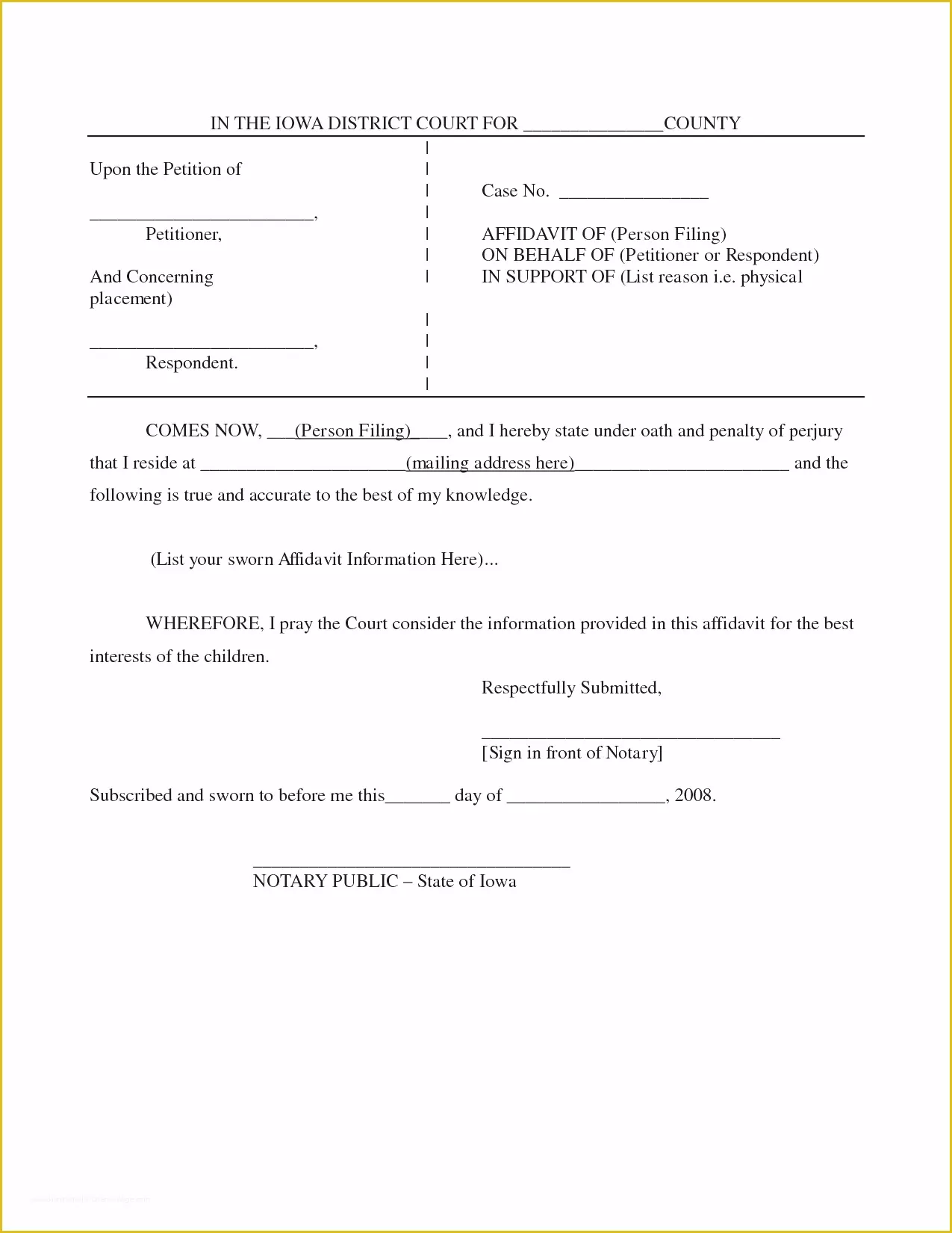 Free Affidavit Template Of Best S Blank Sworn Affidavit form Free Printable