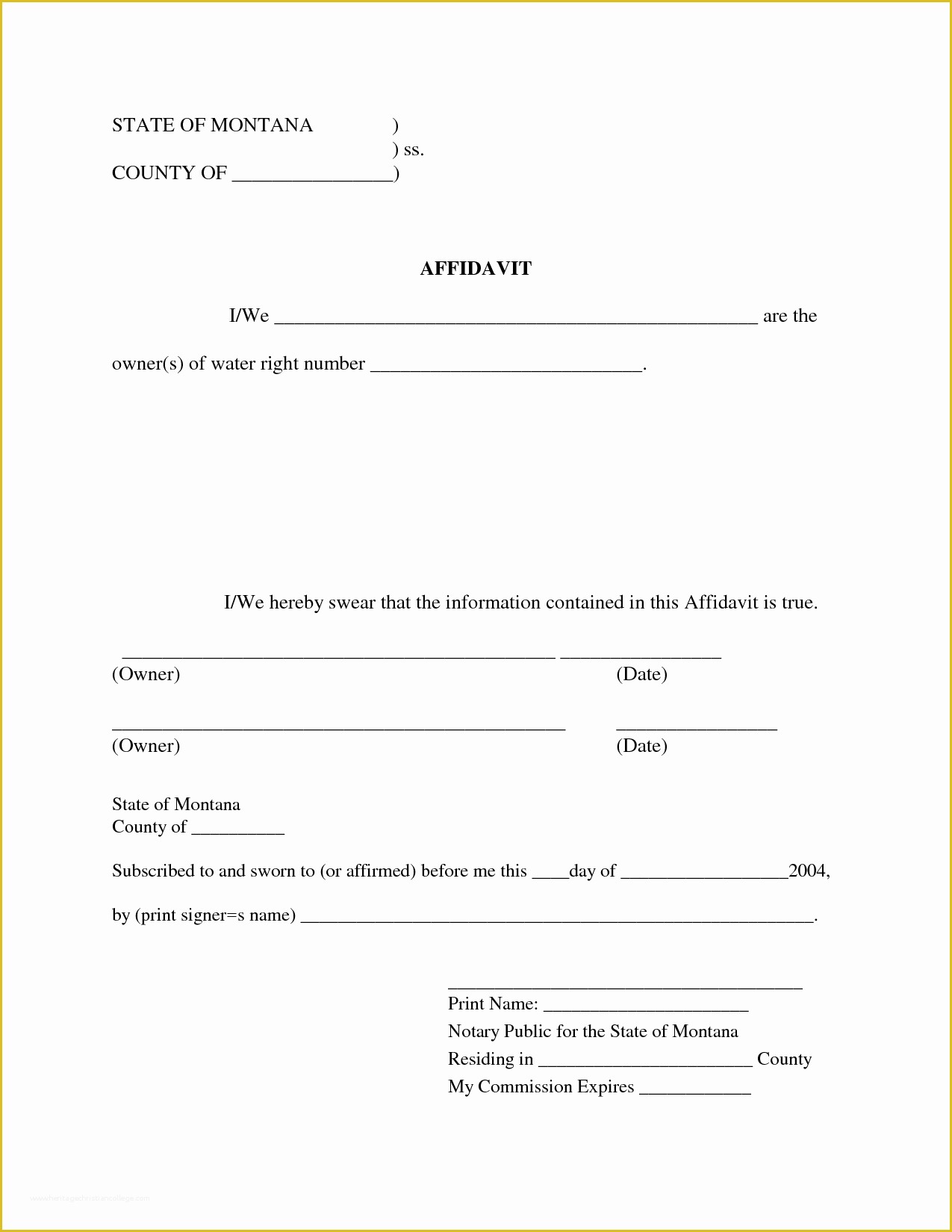 Free Affidavit Template Of Free Blank Affidavit form