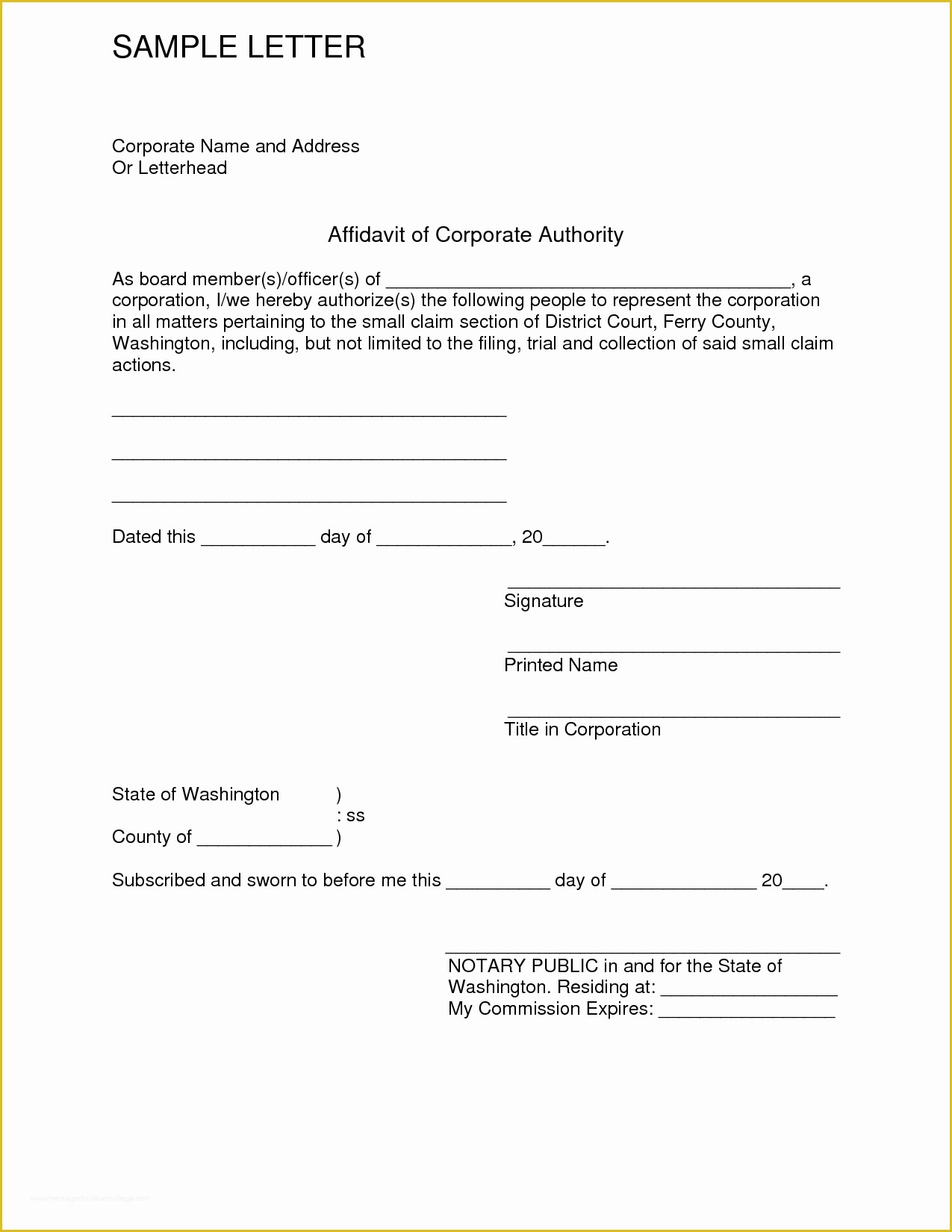 Free Affidavit Template Of Letter Affidavit Template Sarahepps