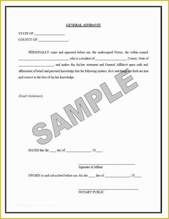 Free Affidavit Template Of Printable Sample Affidavit form form