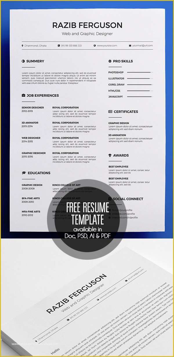 Free Ai Resume Templates Of 20 Free Cv Resume Templates 2017 Freebies