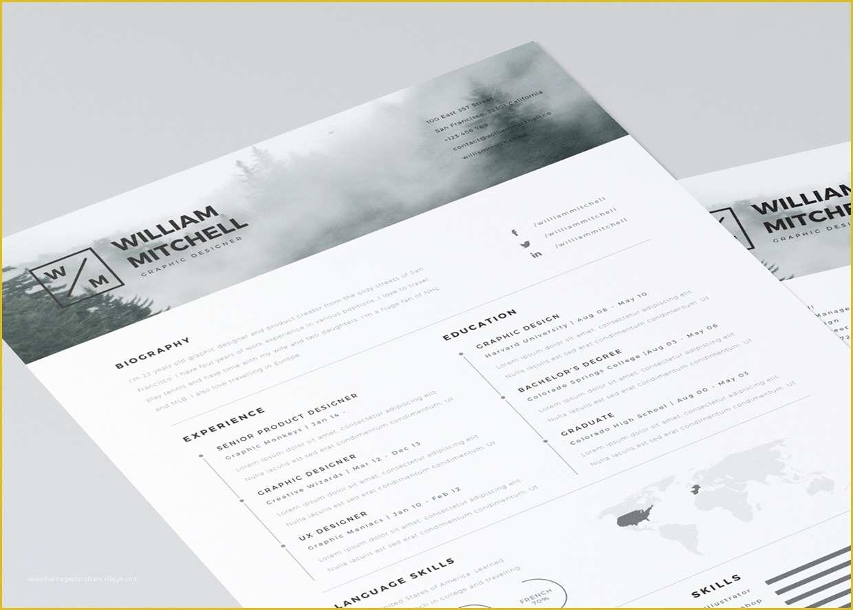 Free Ai Resume Templates Of 20 Free Editable Cv Resume Templates for Ps &amp; Ai