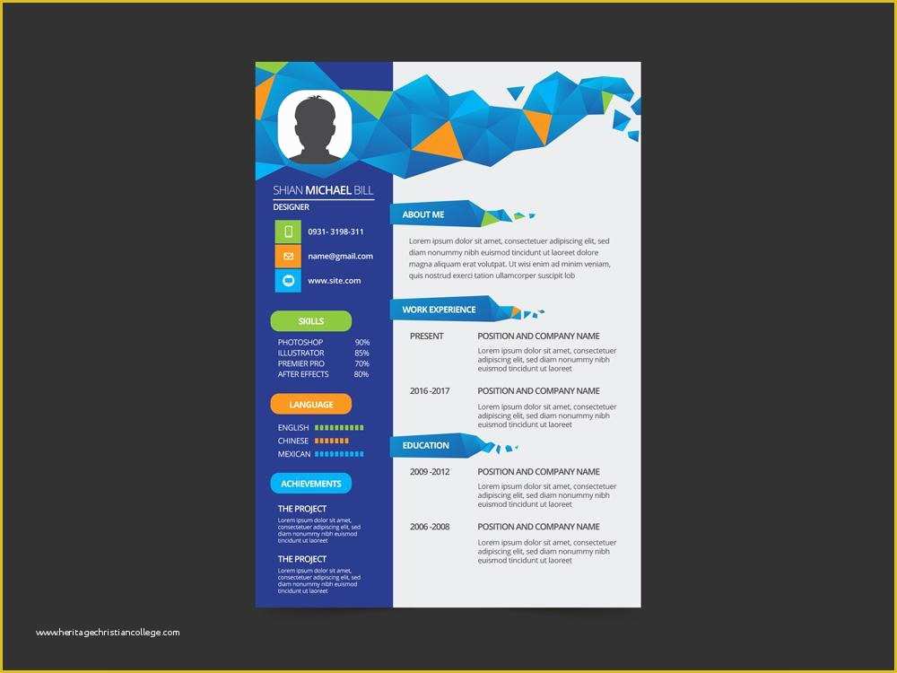 Free Ai Resume Templates Of Free Geometric Cv Resume Template with Flat Style Design