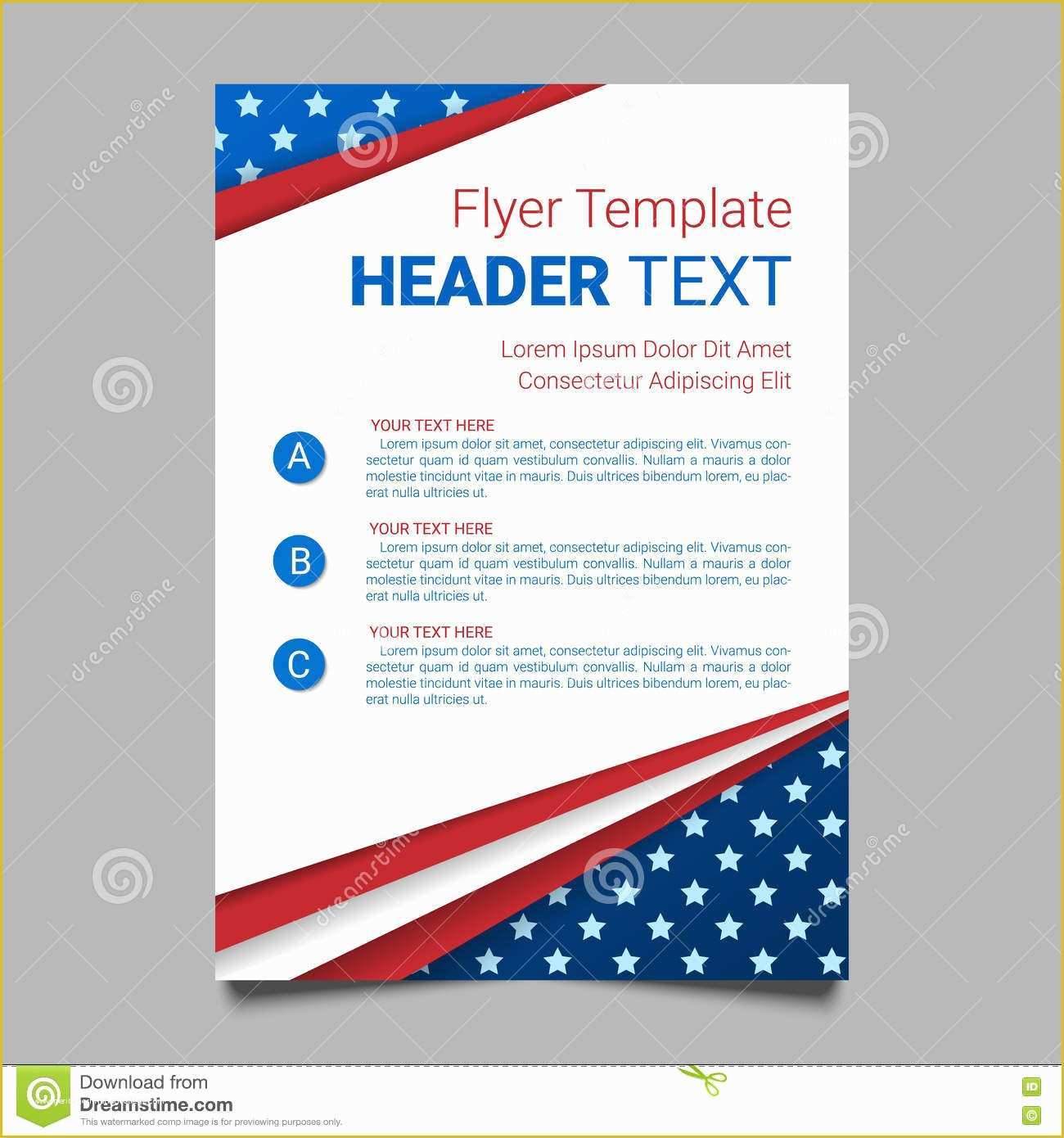 Free American Flag Flyer Template Of Usa Patriotic Background Vector Illustration with Text