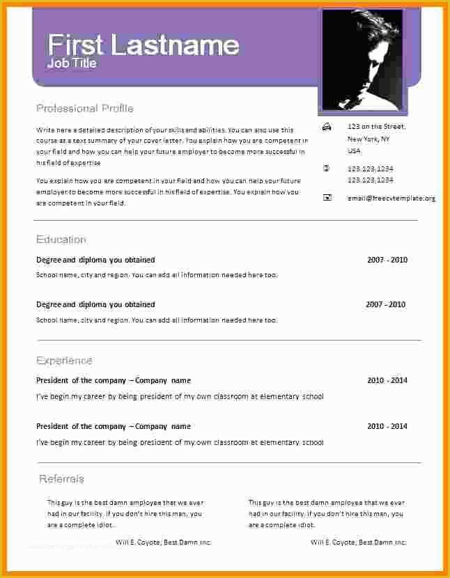 Free and Printable Resume Templates Of 6 Cv format Word Document