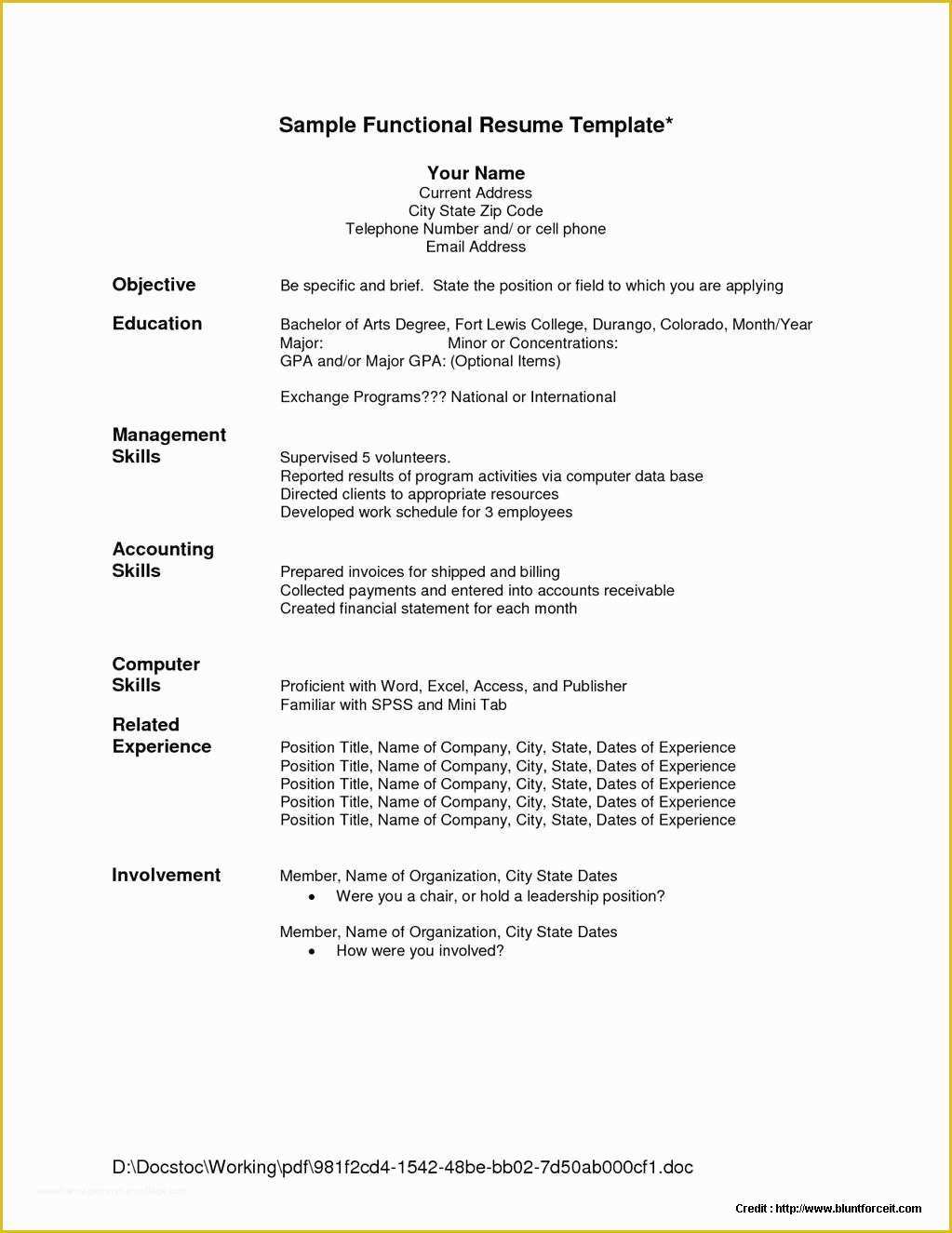 Free and Printable Resume Templates Of Free Printable Functional Resume Templates Resume