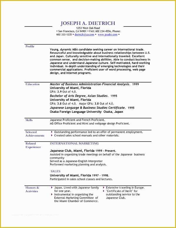 Free and Printable Resume Templates Of Resume Templates