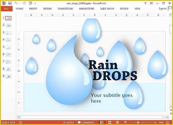 Free Animated Presentation Templates Of Animated Rain Drops Template for Powerpoint
