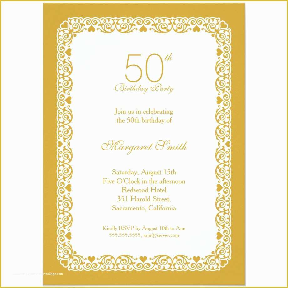 Free Anniversary Invitation Templates Of 14 50 Birthday Invitations Designs – Free Sample