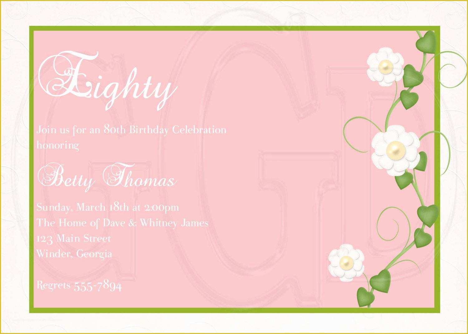 Free Anniversary Invitation Templates Of 15 Sample 80th Birthday Invitations Templates Ideas