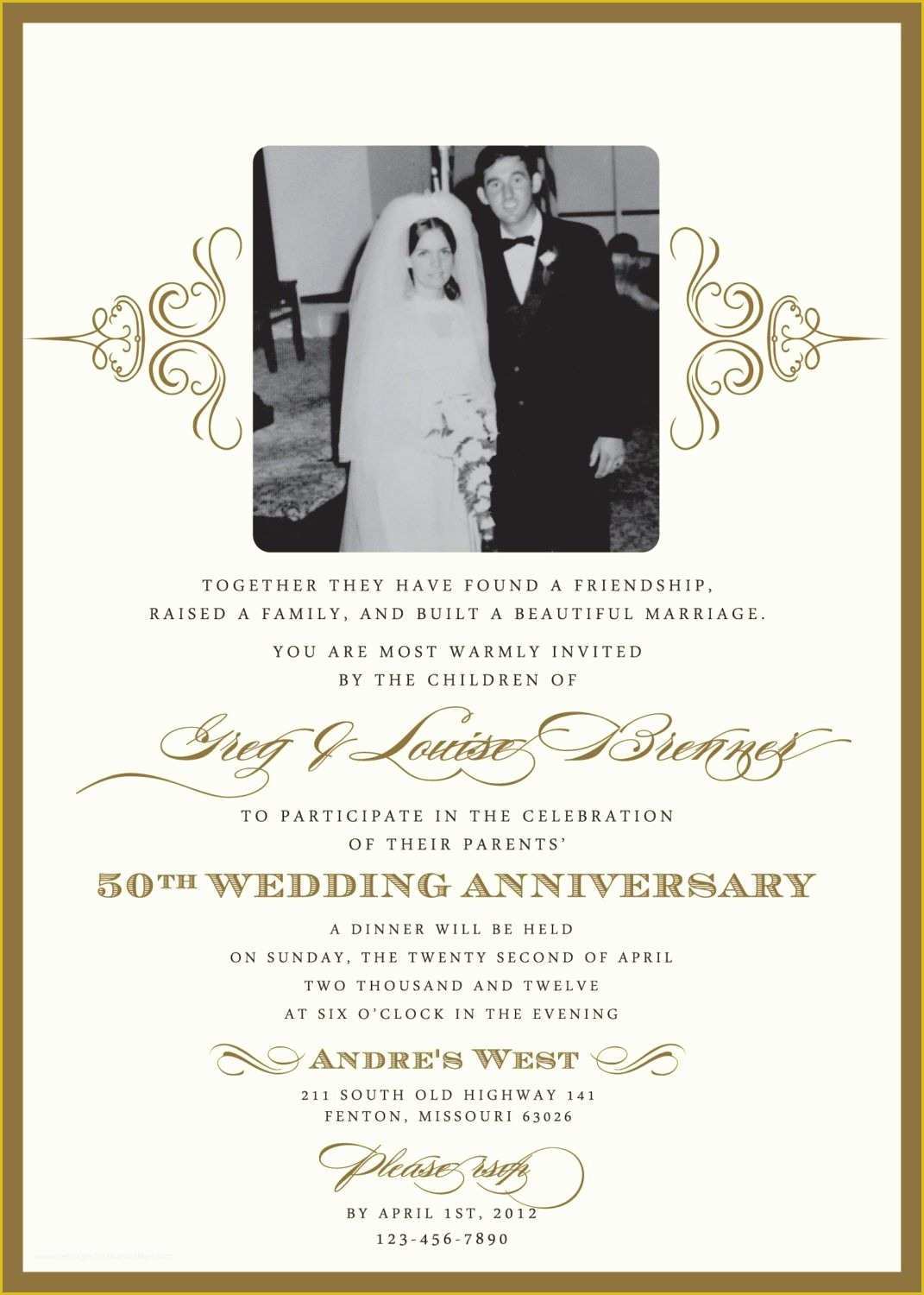 Free Anniversary Invitation Templates Of Golden Wedding Anniversary Invitation Golden Wedding