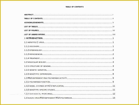 Free Apa Template for Word 2016 Of Dissertation Contents Table