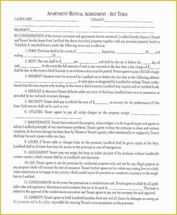 Free Apartment Lease Agreement Template Of 20 Apartment Rental Agreement Templates Free Sample