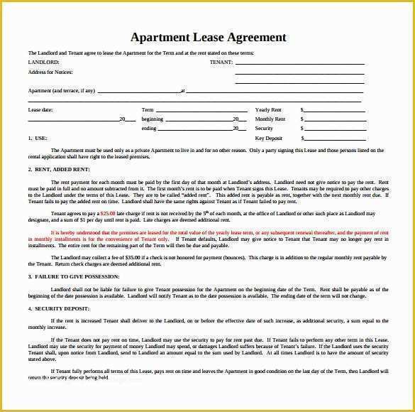 Free Apartment Lease Agreement Template Of 7 Apartment Rental Agreement Templates