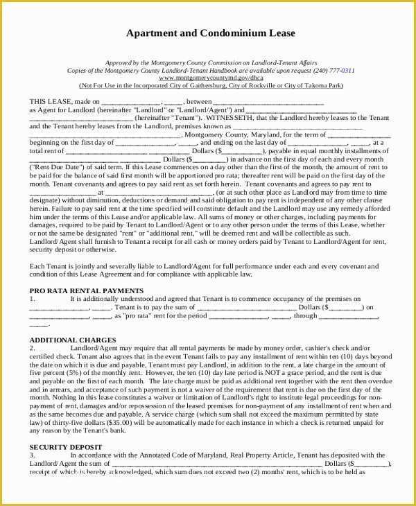 Free Apartment Lease Agreement Template Of 8 Sample Apartment Lease Agreements – Pdf Word