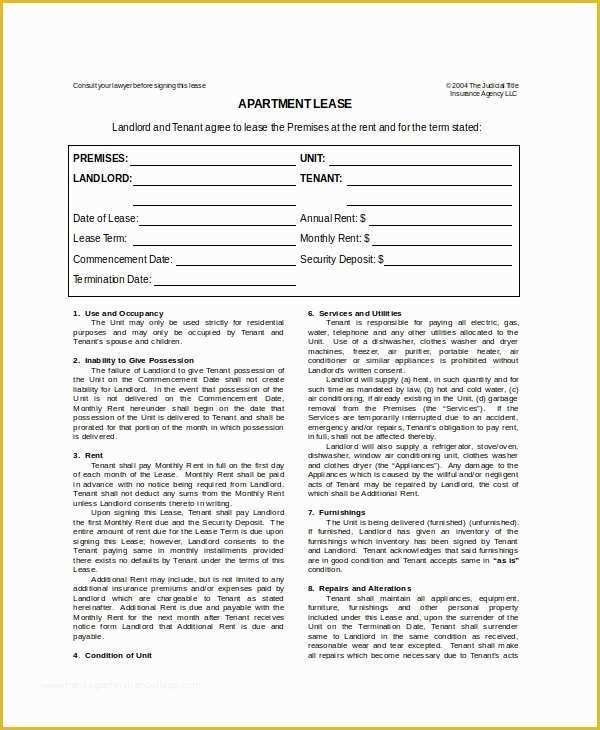 Free Apartment Lease Agreement Template Of Apartment Lease Template 7 Free Word Pdf Documents