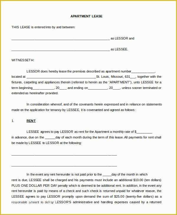Free Apartment Lease Agreement Template Of Blank Apartment Lease Latest Bestapartment 2018