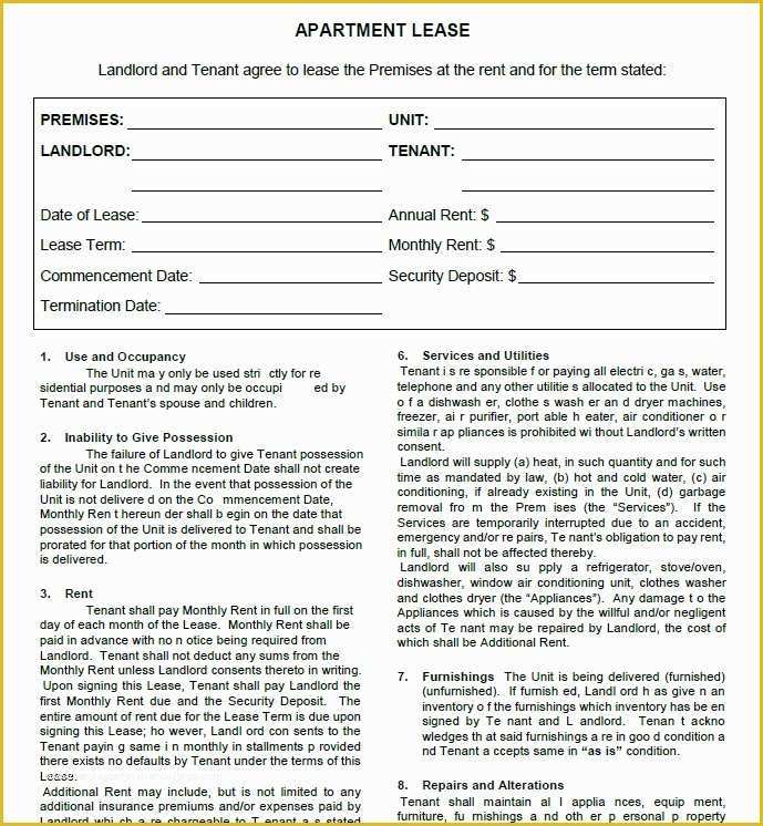 Free Apartment Lease Agreement Template Of Free Printable Apartment Lease Agreement Latest