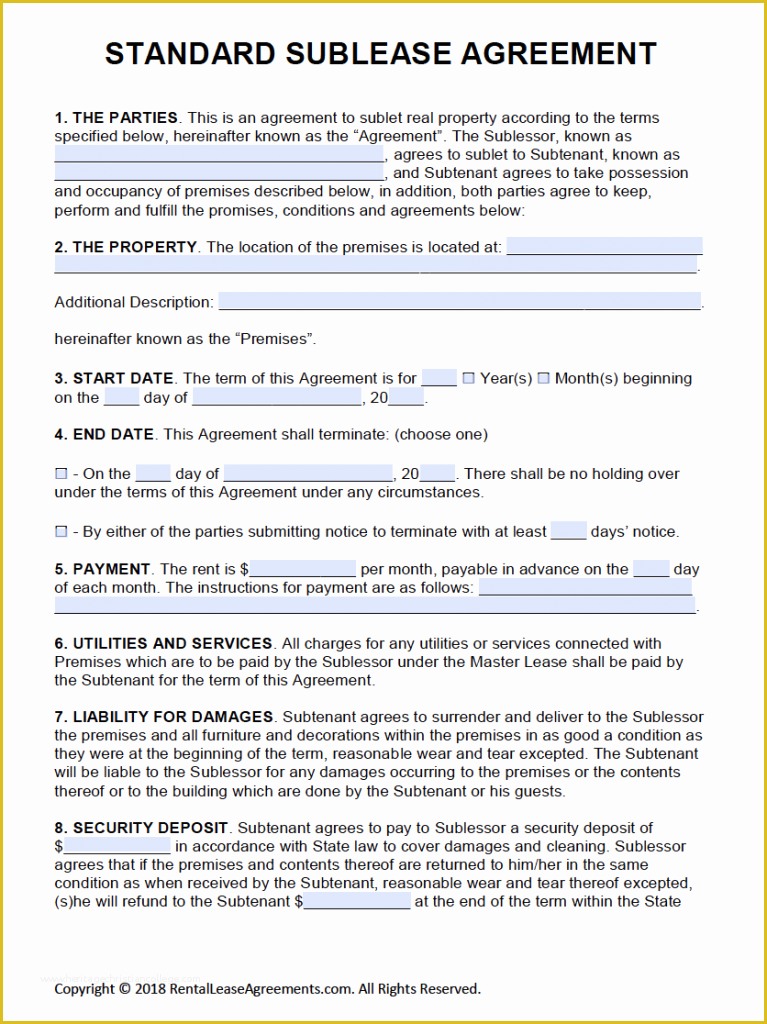 Free Apartment Lease Agreement Template Of Free Printable Rental Lease Agreement Templates