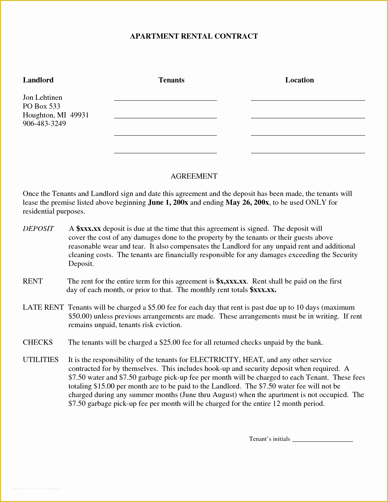 Free Apartment Lease Agreement Template Of Rental Contract Template Word Portablegasgrillweber