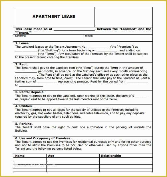 Free Apartment Lease Agreement Template Of Sample Apartment Rental Agreement Template 7 Free