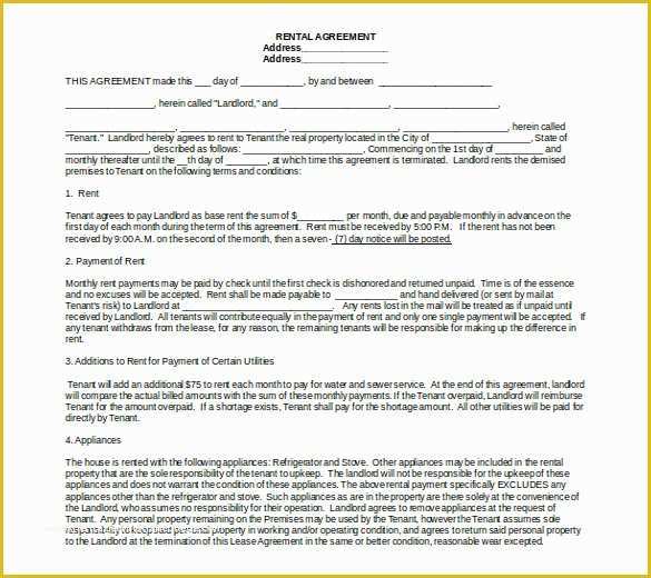 Free Apartment Lease Agreement Template Word Of 21 Word Rental Agreement Templates Free Download