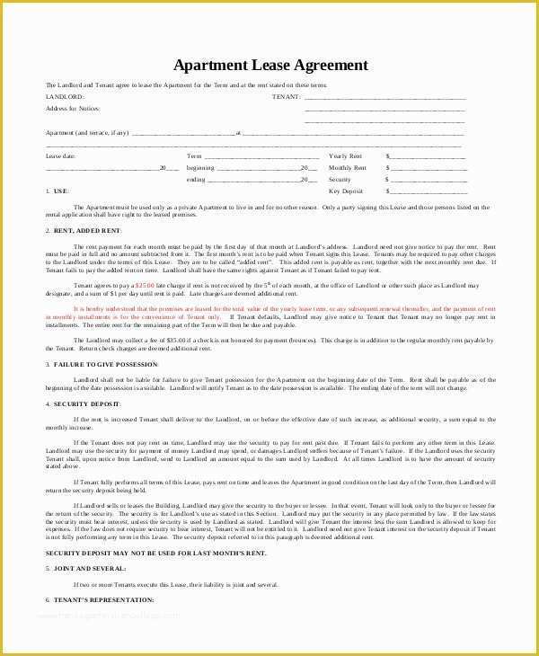 Free Apartment Lease Agreement Template Word Of 9 Apartment Lease Agreement Templates Word Pdf Pages