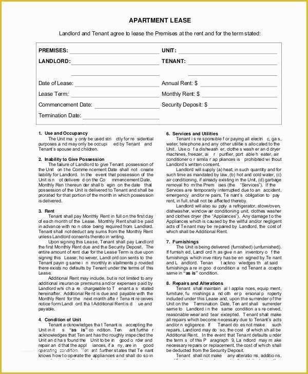 Free Apartment Lease Agreement Template Word Of 9 Apartment Lease Agreement Templates Word Pdf Pages