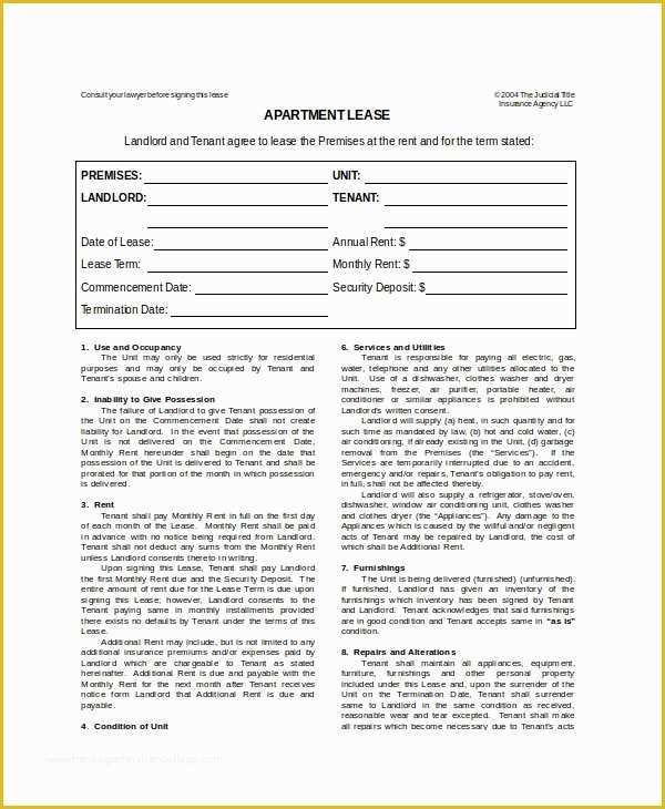 Free Apartment Lease Agreement Template Word Of Apartment Lease Template 7 Free Word Pdf Documents