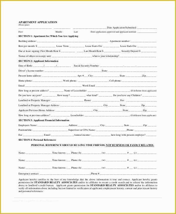 Free Apartment Lease Agreement Template Word Of Free Apartment Rental Application Template Latest