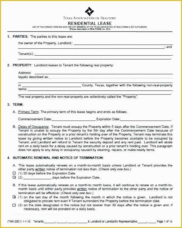 Free Apartment Lease Agreement Template Word Of Free Residential Lease Template