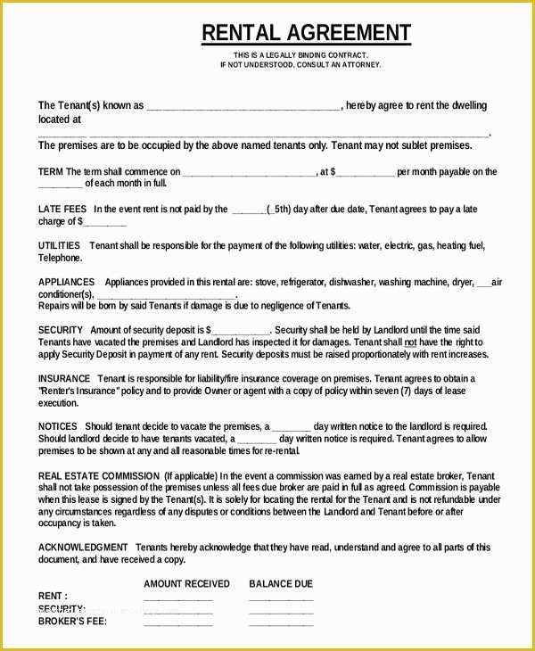 Free Apartment Lease Agreement Template Word Of Residential Rental Agreement – 15 Free Word Pdf