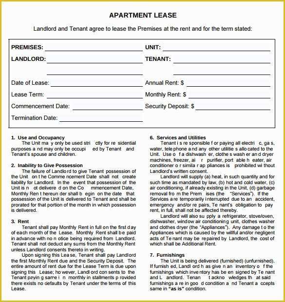 Free Apartment Lease Agreement Template Word Of Sample Apartment Rental Agreement Template 7 Free